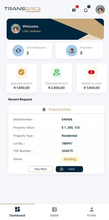 Transbridj client dashboard